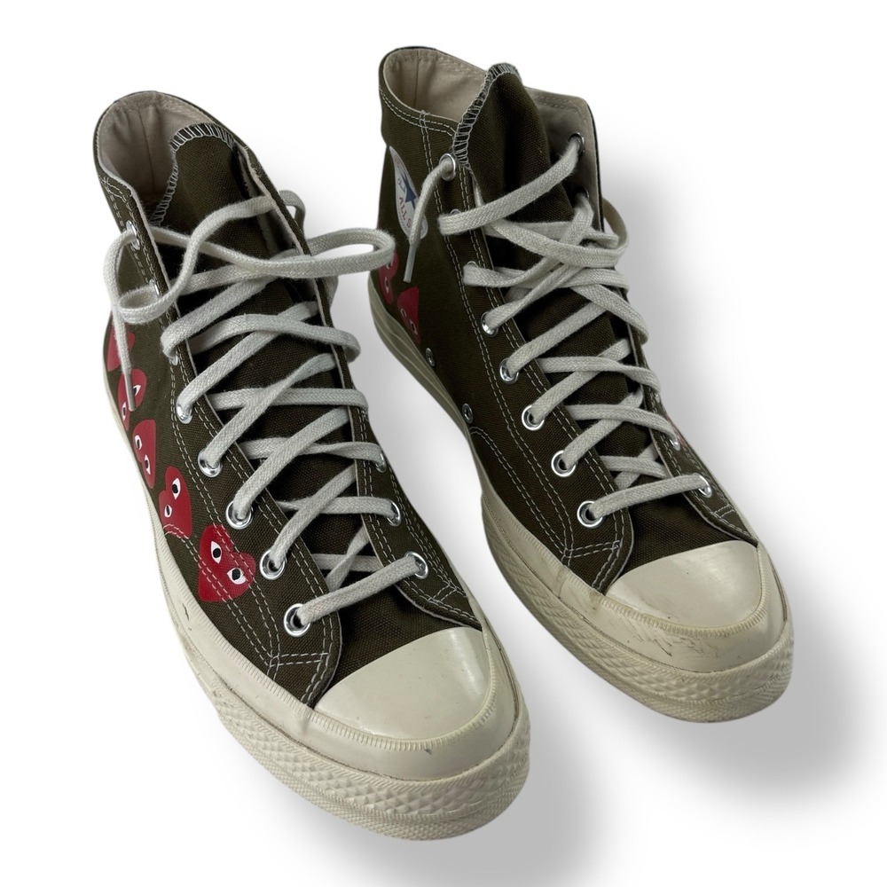 Converse x Play Comme des Garçons 162973C Green Red Heart High Top Sneakers 10 M